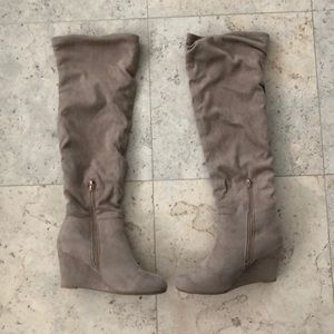 Taupe colored Over the Knee Boots